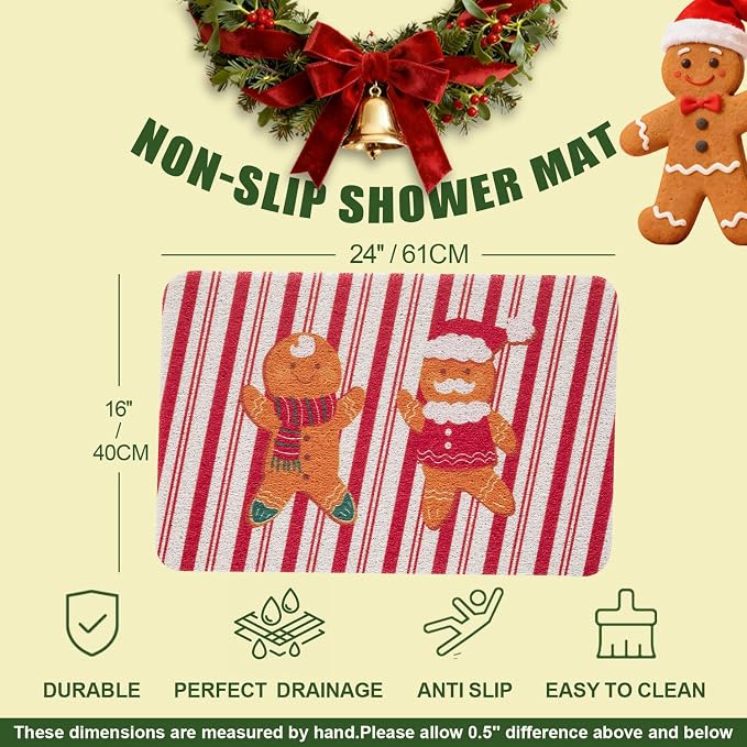 Christmas Non-Slip Bathtub Mat, Anti Slip Shower Mat, Fast Drying Bathtub Mats - Image 2