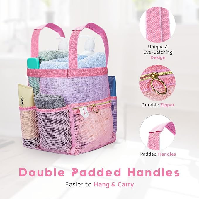 Mesh Shower Caddy Dorm, 7 Pockets & 1 - Image 4