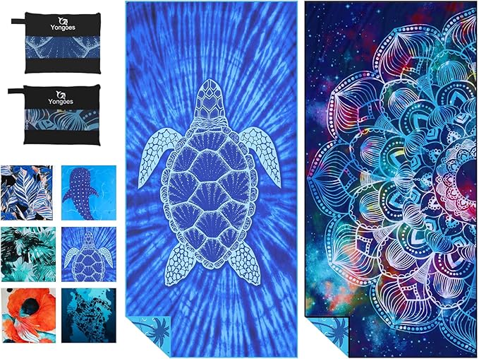 2 Pack Microfiber Lightweight Thin Beach Towel Sand Free Quick Dry Super by Yongoesbeachtowel