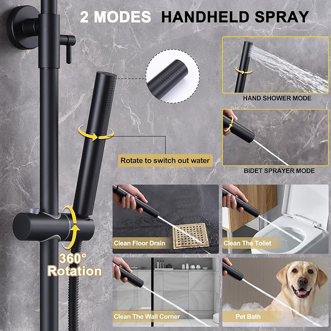 Matte Black Exposed Shower System - Image 6