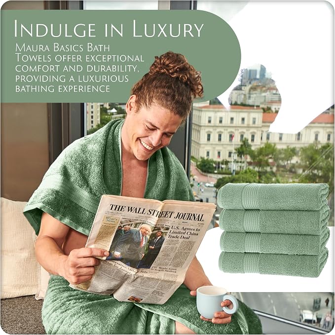 MAURA Basics Performance Bath Towels 100% Turkish Cotton - Image 6