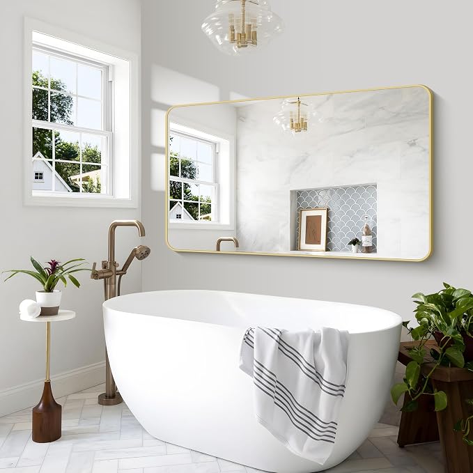BONEWEI Gold Bathroom Mirror, 60x36 inch Wall Mirror - Image 6