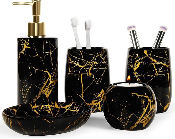 Ceramic Bathroom Accessory Set, 5-Piece Bathroom Accessory Set, Soap Dish by Unknown