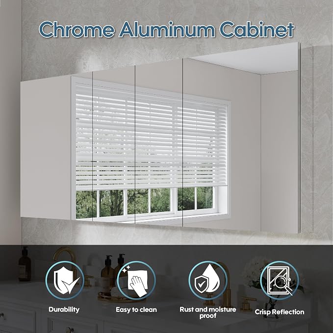 WELLFOR 72" x 30" Rectangle Medicine Cabinet Mirror, Surface Mount or Recessed - Image 3