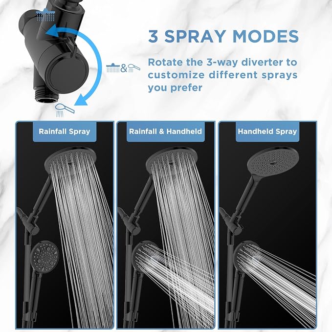 MakeFit Dual Filtered Rain Shower Head Combo, High Pressure Handheld Shower Head - Image 6
