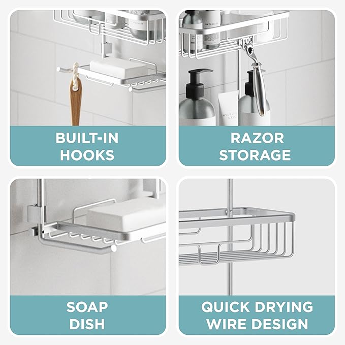 Zenna Home Rustproof Hanging Shower Caddy, Over the Shower Head Caddy - Image 6