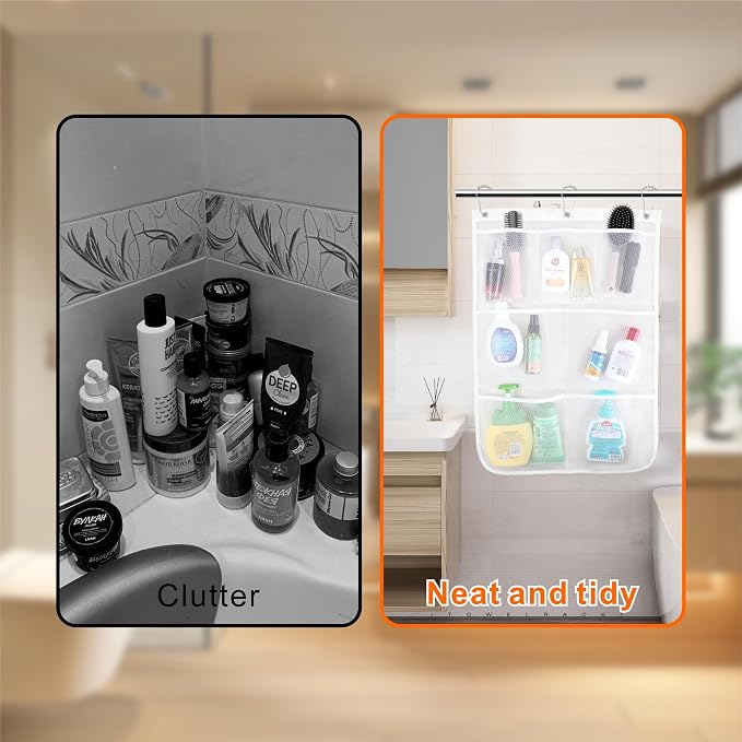 Shower Organizer, Mesh Shower Caddy Quick Drying Hanging, 7 Pockets - Image 4