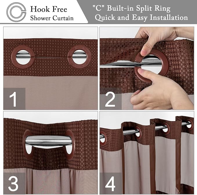 Gibelle No Hook Waffle Weave Shower Curtain - Image 4