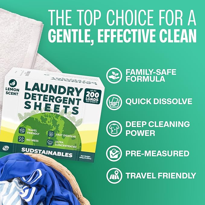 Sudstainables Laundry Detergent Sheets 200 Loads – Dissolvable Laundry Sheet - Image 2