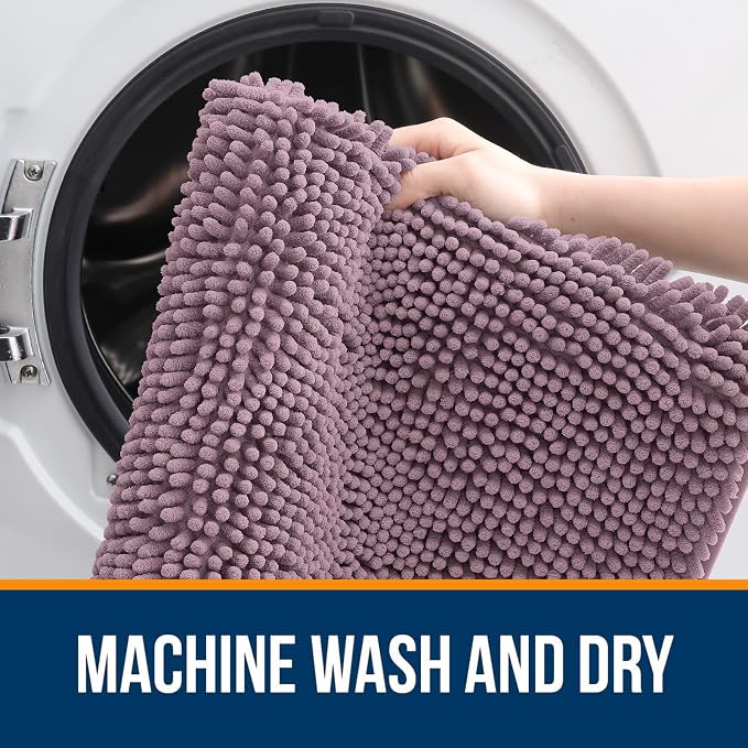 OLANLY Bathroom Rugs 47x20, Extra Soft Absorbent Chenille Bath Rugs, Rubber - Image 5