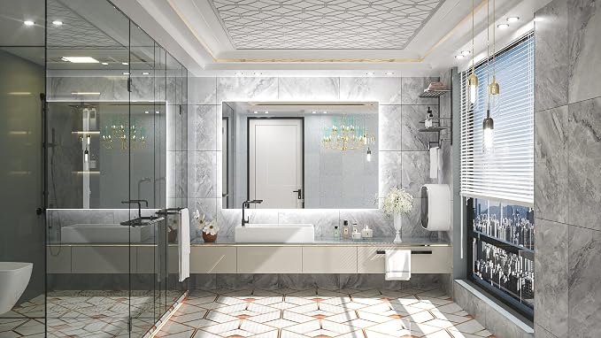 TETOTE 48 x 36 Inch LED Backlit Bathroom Mirror - Image 8