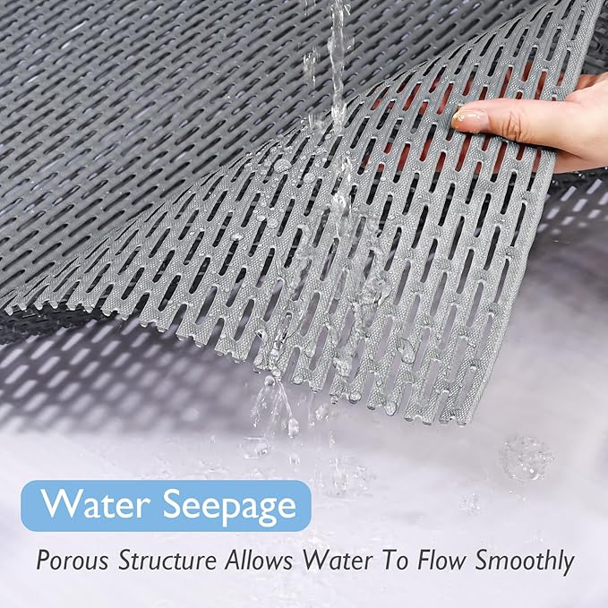 Extra Large Non-Slip Shower Mat, Fast-Dry PVC Bath Stall Tub Mat, Drain-Hole - Image 7