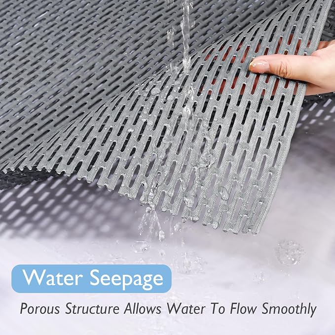 Extra Large Non-Slip Shower Mat, Fast-Dry PVC Bath Stall Tub Mat, Drain-Hole - Image 7
