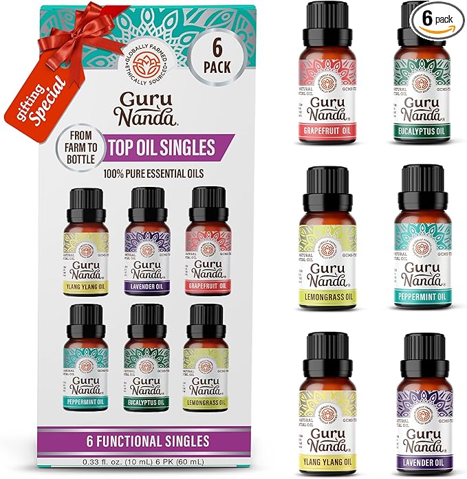 GuruNanda Essential Oils Set for Diffusers, 100% Pure, Aromatherapy, Candle & by Gurunanda
