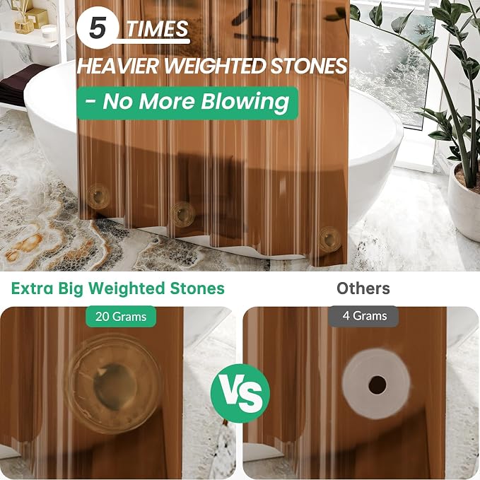 AmazerBath Premium EVA Shower Curtain Amber, Luxury Clear Brown Jelly-Like Soft - Image 5