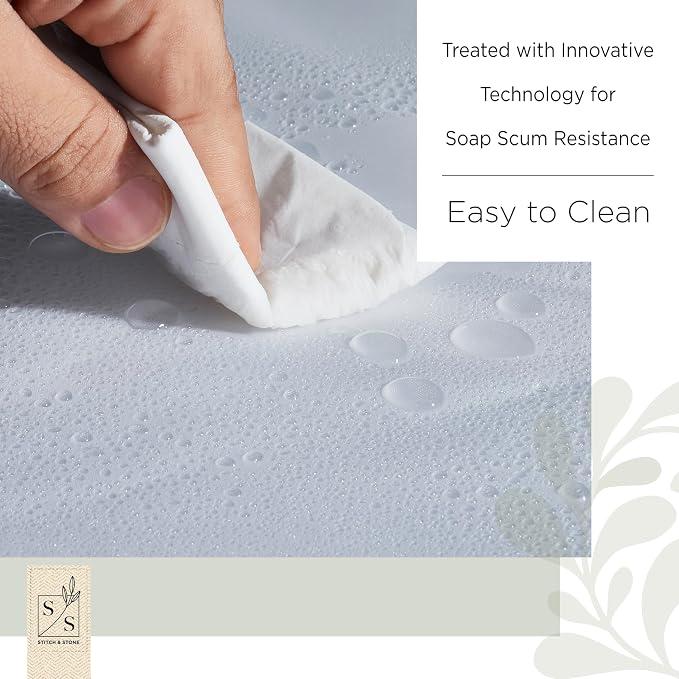 Stitch & Stone Shower Curtain Liner, Premium Heavyweight Durable Waterproof 8g - Image 3