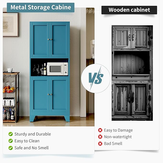 69" Tall Metal Kitchen Pantry Storage Cabinet - Image 5