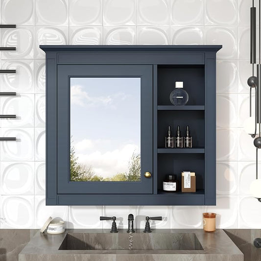 30'' x 28'' Blue Medicine Cabinet, Wall Mounted Bathroom Storage Cabinet by THINK30