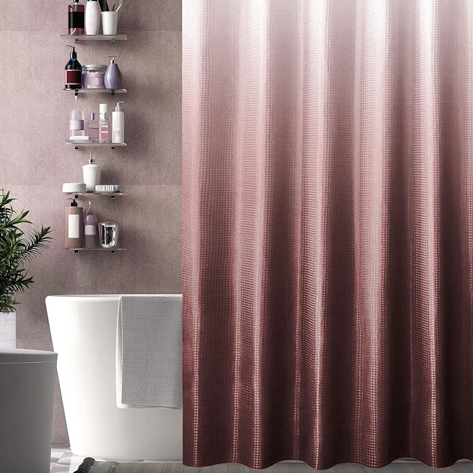 Gibelle Burgundy Fabric Shower Curtain, Ombre Shower Curtains - Image 6