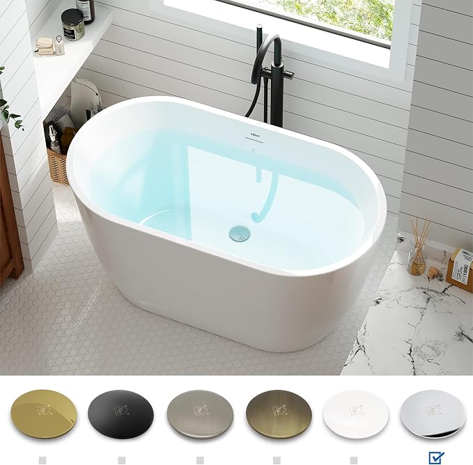 FerdY 47" Bali Acrylic Freestanding Bathtub, Gracefully Shaped Freestanding - Image 3