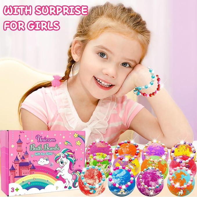 Unicorn Bath Bombs for Kids Girls 3 4 5 6 7 8 Years Old Birthday Gift for Girls - Image 5