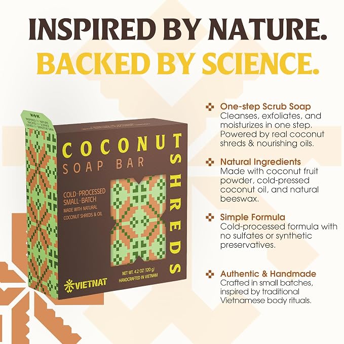 Coconut Shreds Soap Bar – Exfoliating & Moisturizing 2-in-1 Body Soap, Cold - Image 7