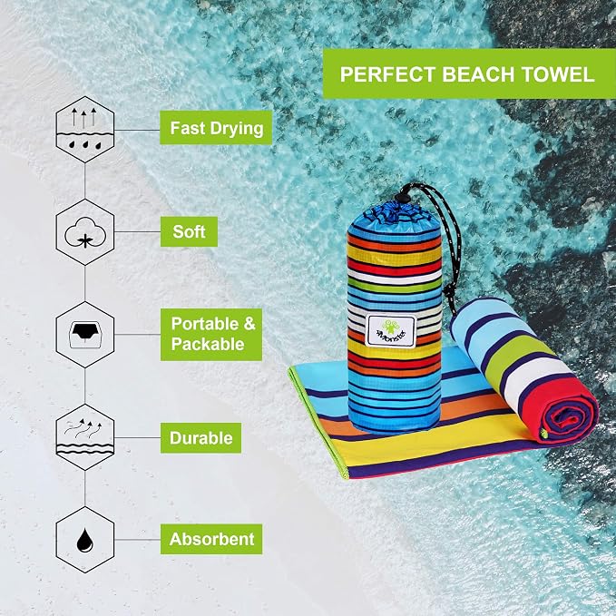 4Monster Microfiber Beach Towel Quick Dry, Super Absorbent Lightweight Travel - Image 2