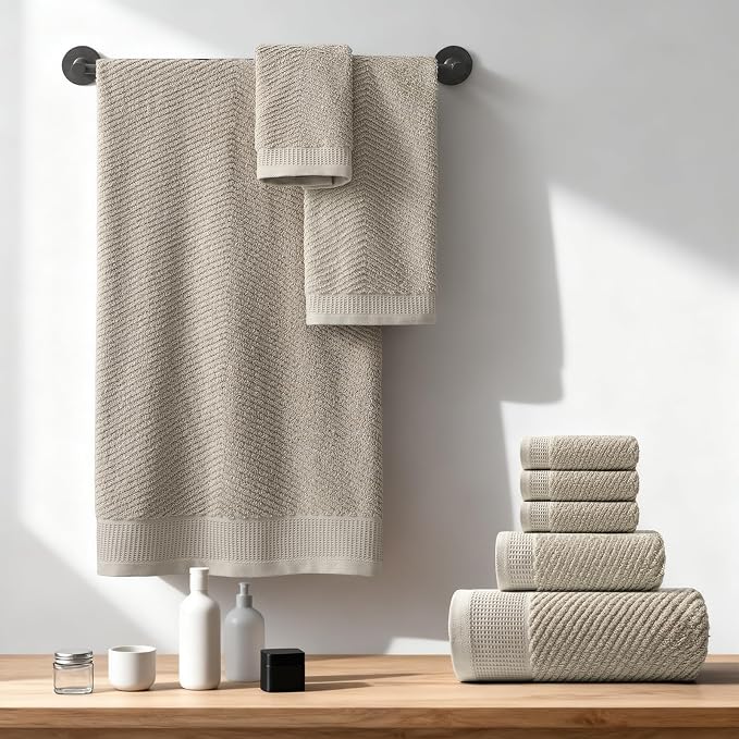REDKISS 8-Piece Premium Towel Set, 2 Bath Towels, 2 Hand Towels, 4 Washcloths - Image 2