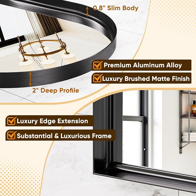 Arched Mirror 22"x30", Bathroom Mirror, Wall Mounted Vanity Mirror - Image 3