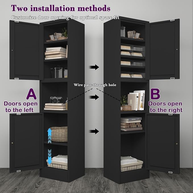 COFaR 67" Tall Metal Bathroom Storage Cabinet, 6-Tier Freestanding Linen Tower - Image 5
