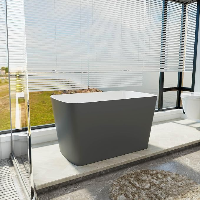 47" Lucite Acrylic Freestanding Bathtub，Square Shape Janpanese Soaking Tub - Image 8