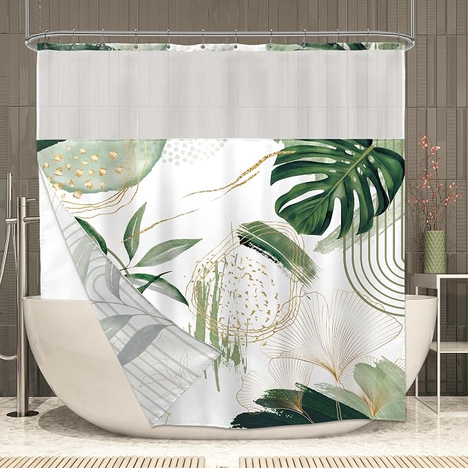 Sage Green Boho Shower Curtain 72Wx72H by MitpokBrand