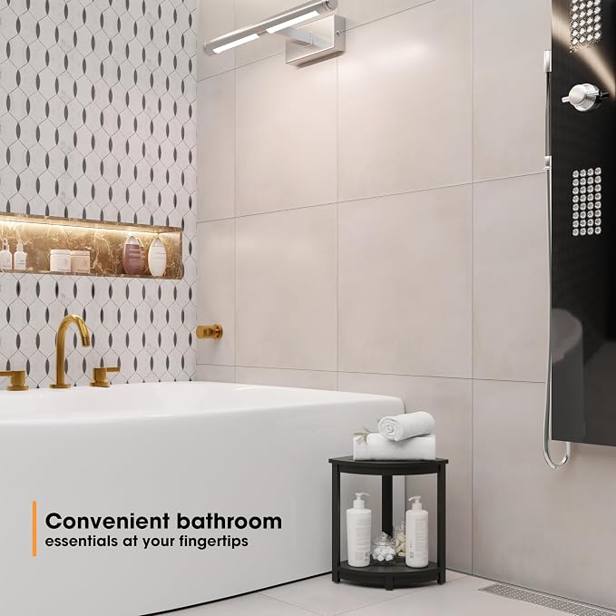 HOLANA 18" Wood Corner Shower Bench & Corner Shower Stool - Image 4