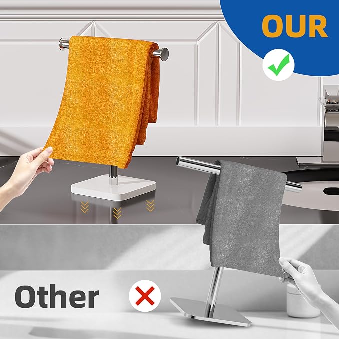 RUACQ Hand Towel Holder, T-Shape Free Standing Hand Towel Holder Stand - Image 3