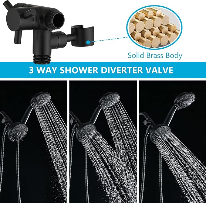 PDPBath Solid Brass 3 Way Shower Arm Diverter Valve - Image 4