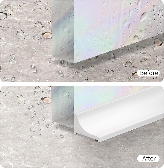 39Inch Shower Threshold Water Dam, Self-Adhesive Silicone Shower Barrier Water - Image 5