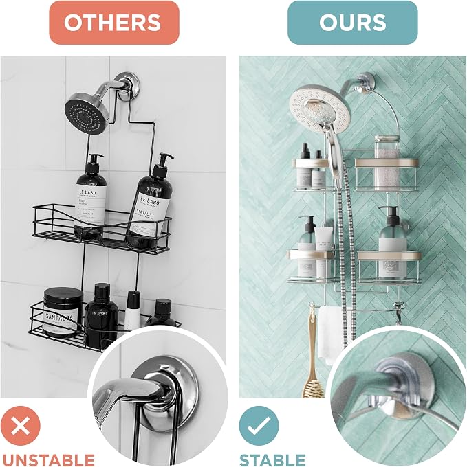 Zenna Home Expanding Shower Caddy, Rust-Resistant, Chrome - Image 8
