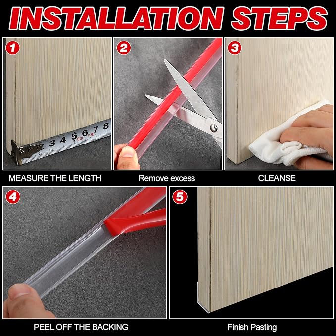 2 Pcs 1/2'' x 36'' Long Clear Vinyl L-Type Seal Strip - Image 4