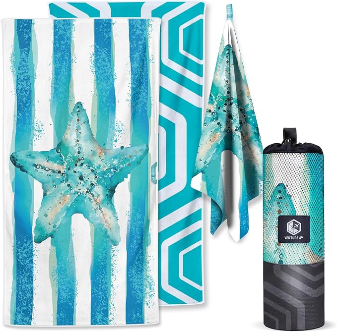 VENTURE 4TH Microfiber Beach Towel: Quick-Dry, Sandproof and Lightweight by VENTURE4TH