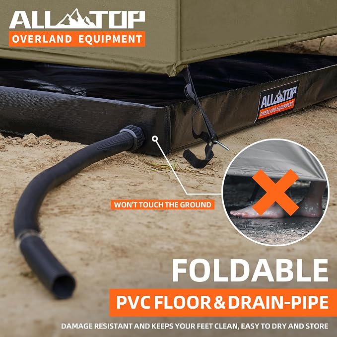ALL-TOP Awning Shower Room w/Foldable Floor Mat, 3.3ft x 3.3ft, Privacy Shelter - Image 3