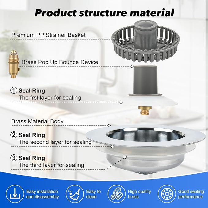 Elegant Brass Kitchen Sink Stopper - Image 5