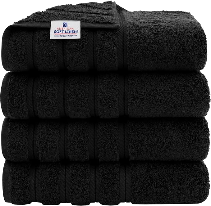American Soft Linen Luxury 4 Piece Bath Towel Set, 600 GSM 100% Cotton Turkish by AmericanSoftLinen