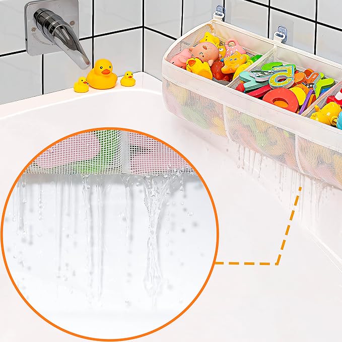 Original 3 Compartment Horizontal Large Openings Bath Toy Organizer - Image 2