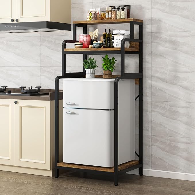 4-Tier Kitchen Bread Rack, Mini Fridge Stand Shelf, Double-Purpose Rack - Image 6
