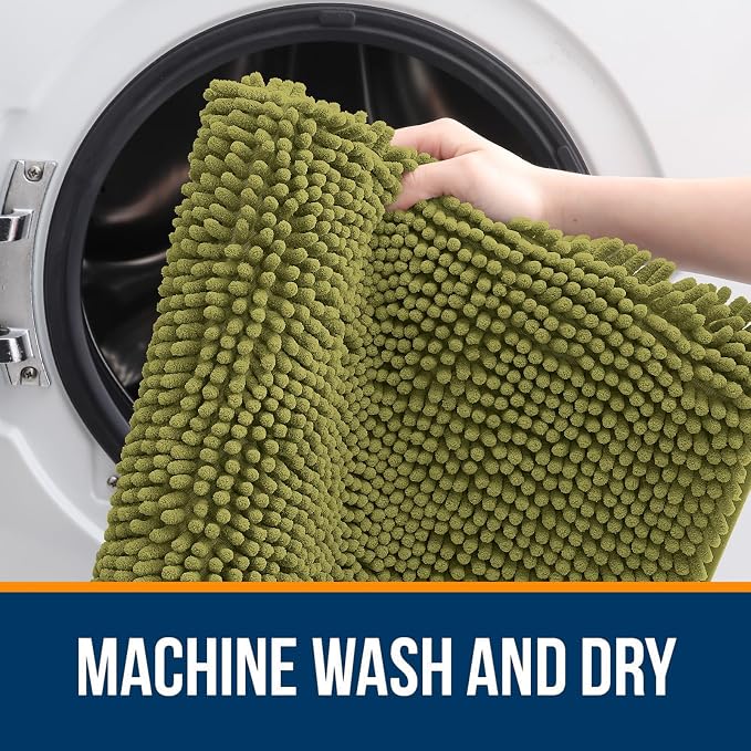 OLANLY Bathroom Rugs 24x16, Extra Soft Absorbent Chenille Bath Rugs, Rubber - Image 5