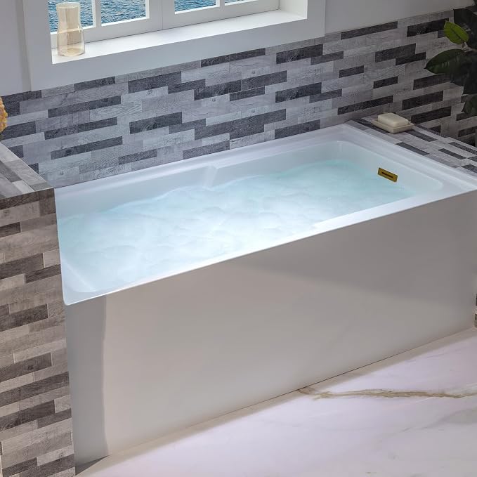 WOODBRIDGE 60" Acrylic Rectangular Alcove Soaking Bathtub in White - Image 10