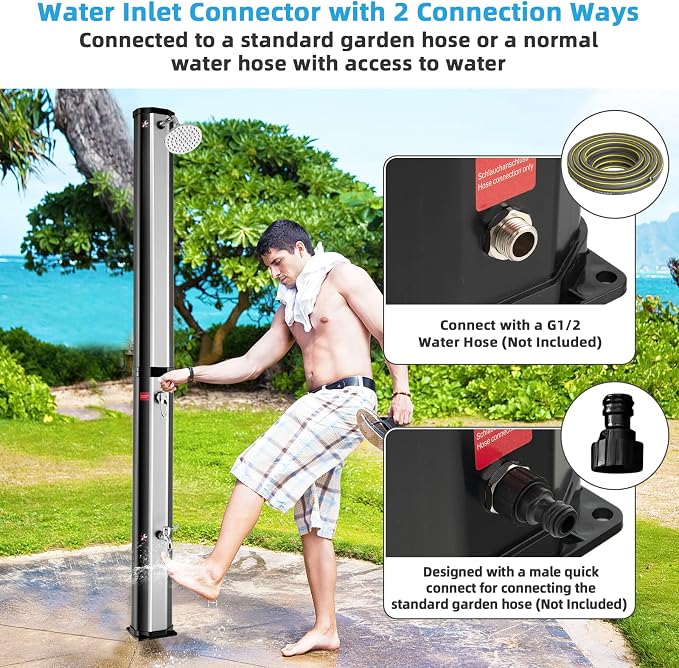 Giantex 7.2 FT 10 Gallon 2-Section Solar-Heated Outdoor Shower, Pool Shower - Image 6