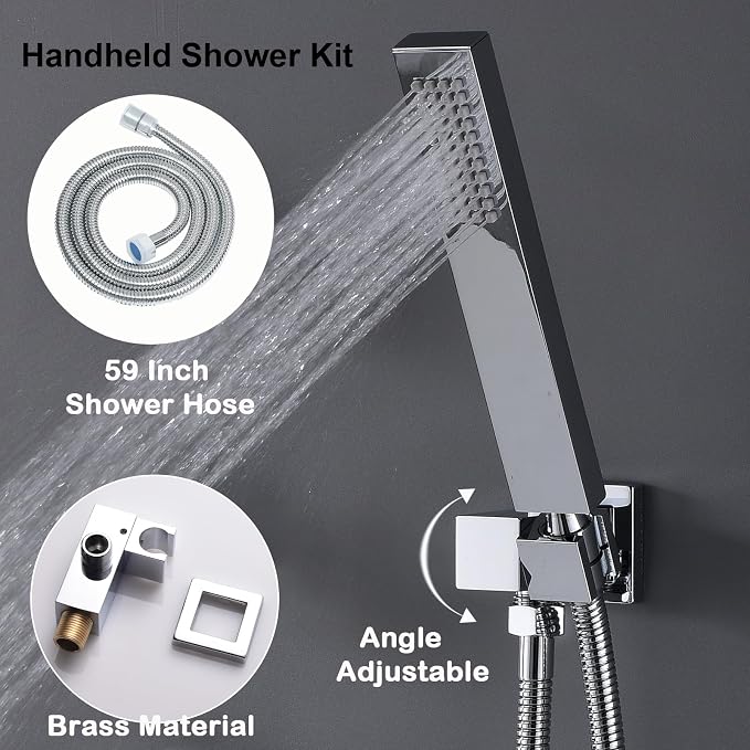 Bathroom Rainfall Shower System Wall Mount 8 Inch Shower Head - Image 5