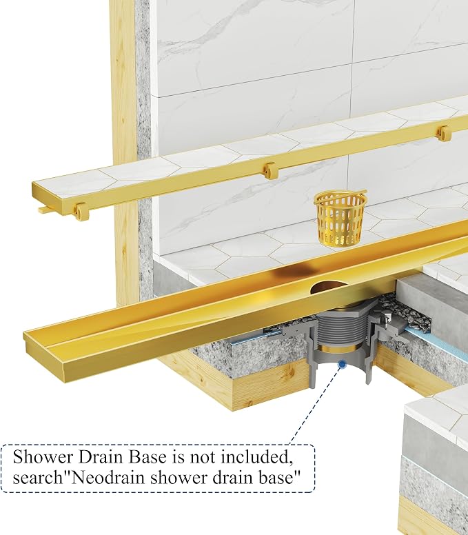 Neodrain 30-Inch Gold Linear Shower Drain - Image 8