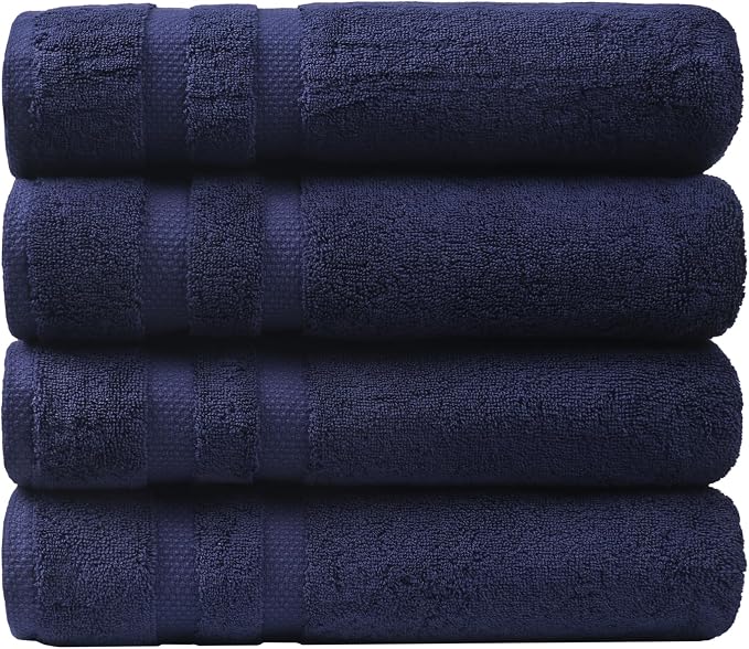 SOFE H&L | Olea Luxury Cotton Turkish Bath Towels Set of 4 Navy Blue | Premium by SOFEHomeLiving